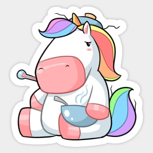 Kawaii unicorn sick Sticker